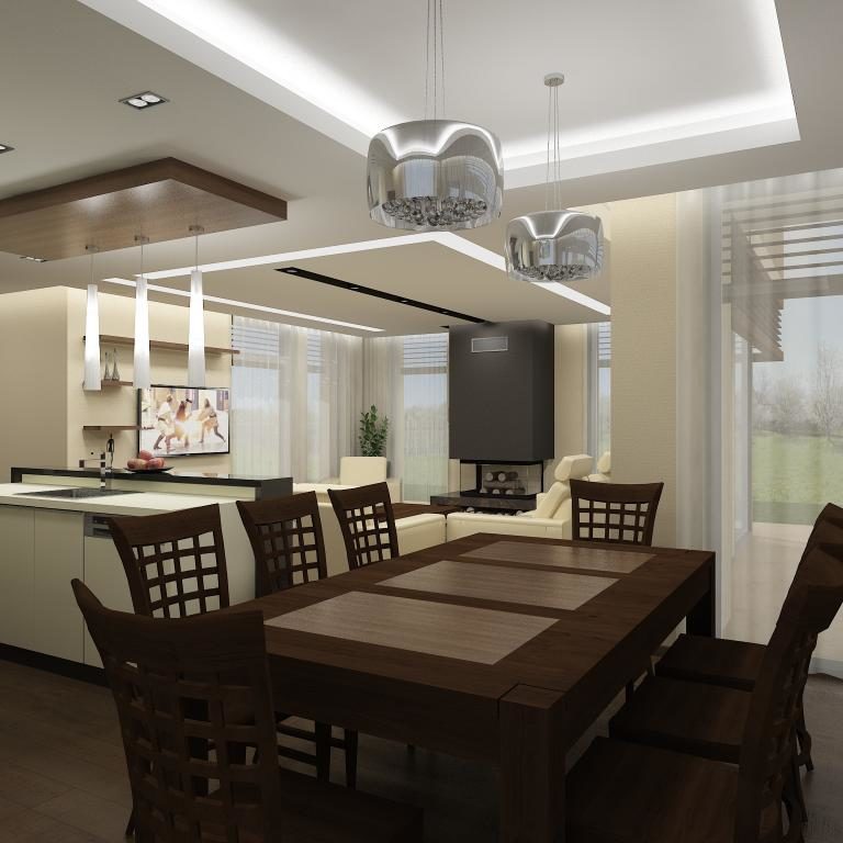 Nappali-étkező-konyha - belsőépítészeti tervezés Szeged 2016.