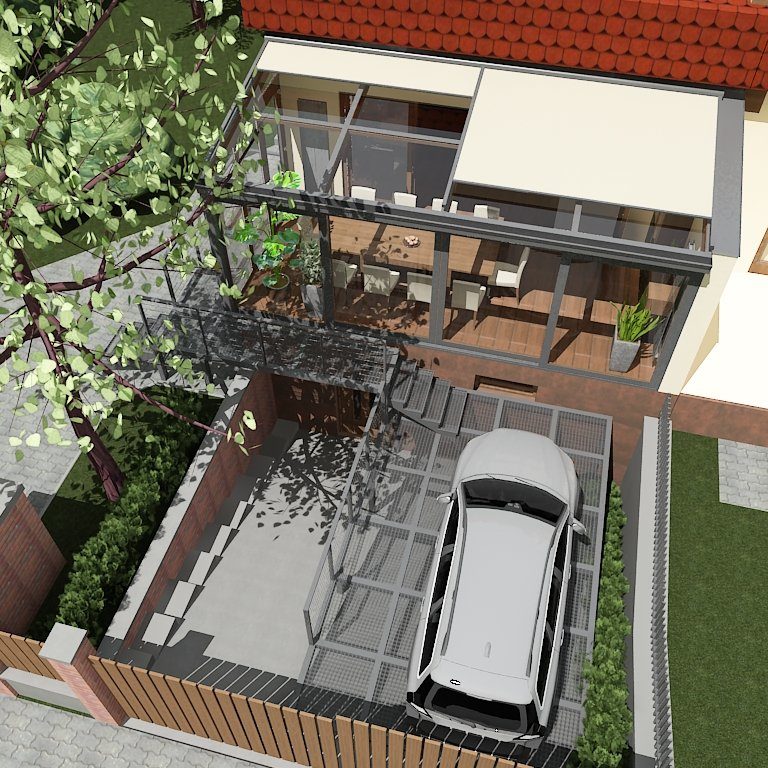 Acél kocsibeálló és télikert